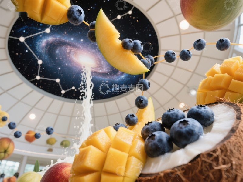 高清大图下载【趣麦麦图】水果与宇宙：创意艺术组合