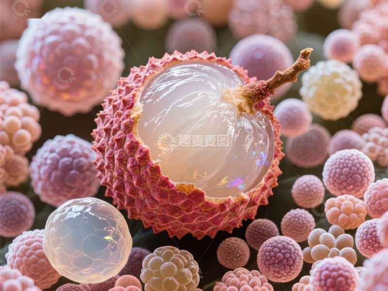 高清大图下载【趣麦麦图】新鲜荔枝特写，果肉晶莹剔透