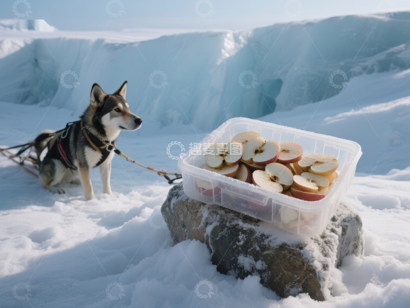 高清大图下载【趣麦麦图】雪地犬与苹果箱