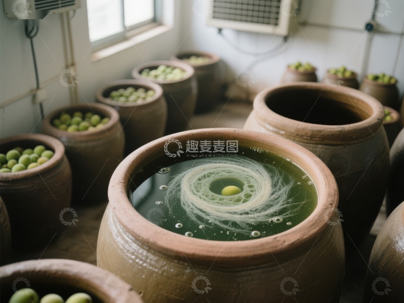 高清大图下载【趣麦麦图】传统发酵罐中的泡菜制作