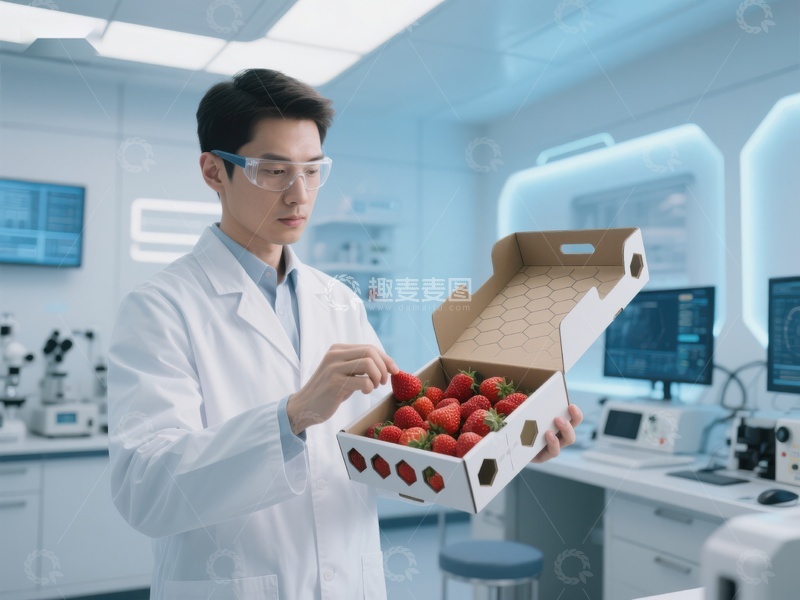 高清大图下载【趣麦麦图】实验室研究员检查草莓质量