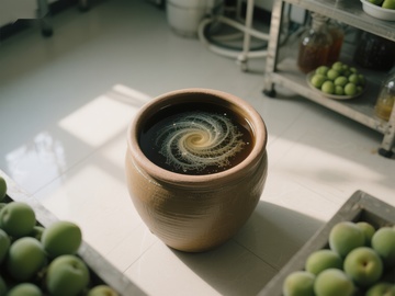 陶罐中的旋转液体与青果