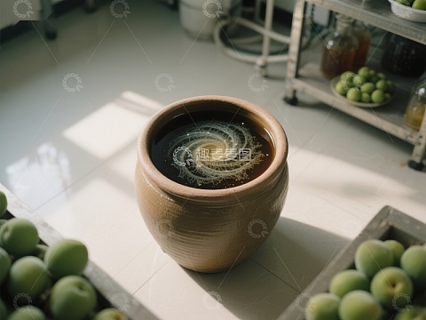 陶罐中的旋转液体与青果