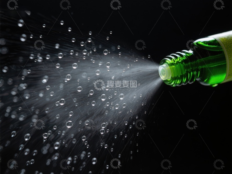 高清大图下载【趣麦麦图】绿色瓶子喷洒水珠瞬间