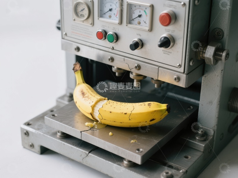 高清大图下载【趣麦麦图】香蕉在工业机器上的挤压实验