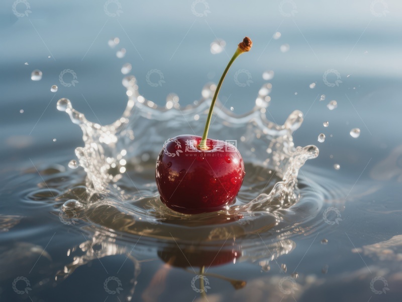 高清大图下载【趣麦麦图】樱桃落入水中溅起水花