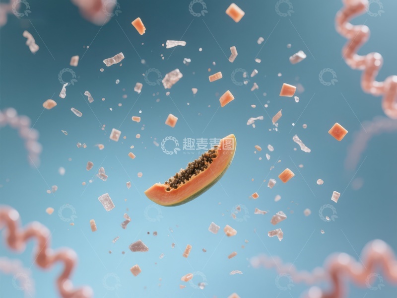 高清大图下载【趣麦麦图】木瓜切片与纤维环绕的动态场景