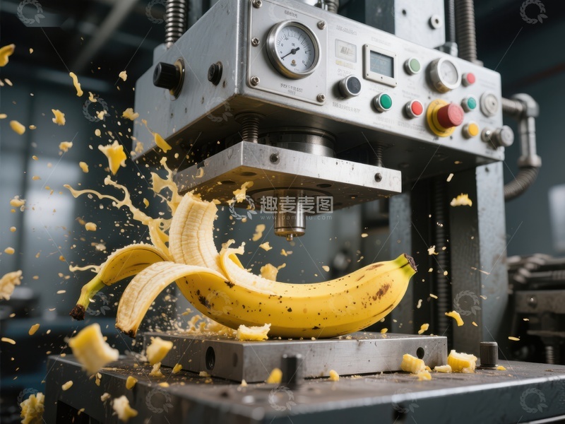 高清大图下载【趣麦麦图】机械压碎香蕉瞬间