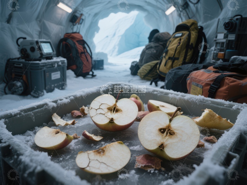 高清大图下载【趣麦麦图】雪地帐篷内的苹果碎片