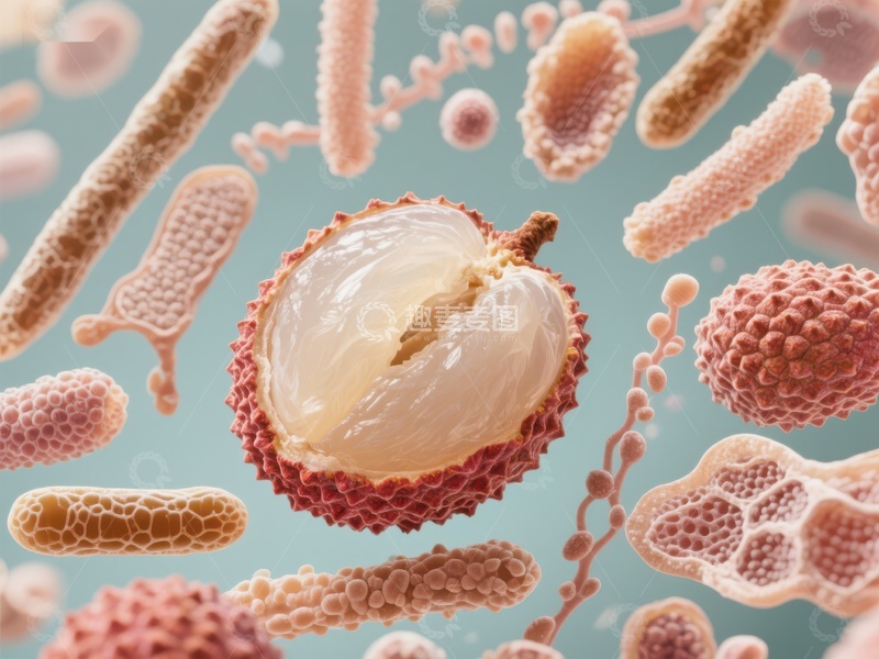 高清大图下载【趣麦麦图】荔枝与微生物共生艺术图