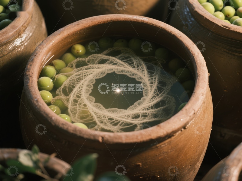 高清大图下载【趣麦麦图】陶罐中的青果与神秘漩涡