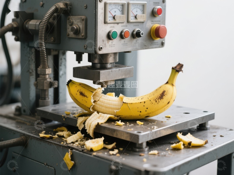 高清大图下载【趣麦麦图】机械压碎香蕉的瞬间