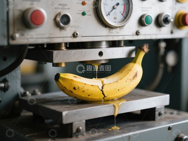 高清大图下载【趣麦麦图】香蕉被工业机器压榨