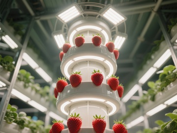 垂直农场中的草莓种植