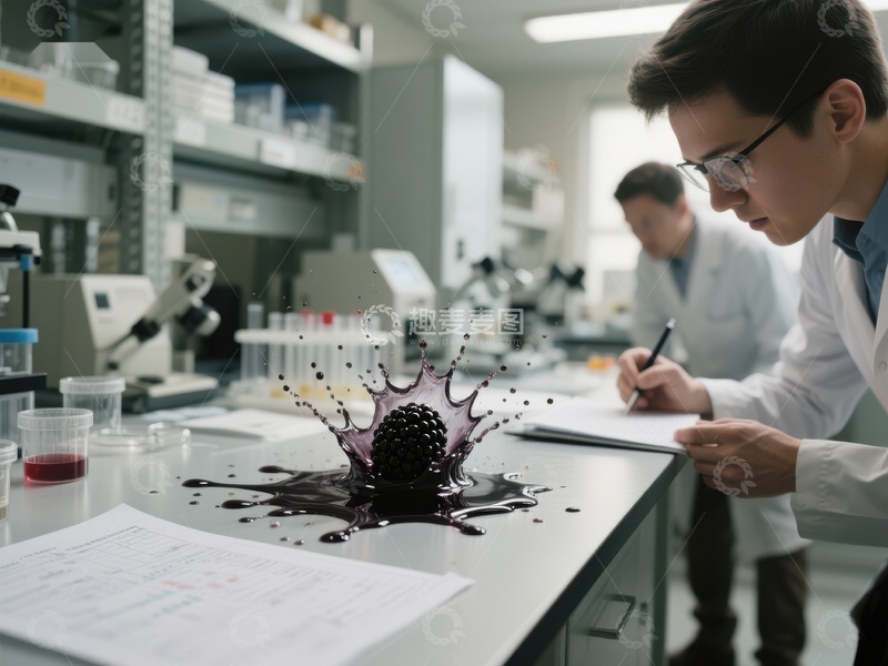高清大图下载【趣麦麦图】实验室中浆果汁意外溅洒
