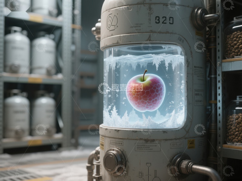 冷冻苹果在实验室罐中
