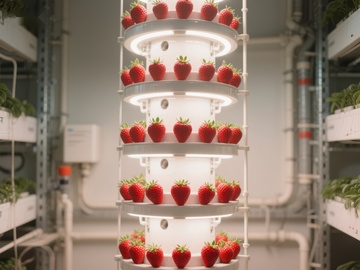 垂直农场中的草莓种植