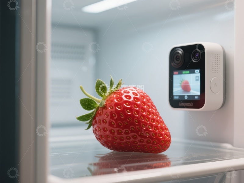 高清大图下载【趣麦麦图】冰箱内草莓与监控设备