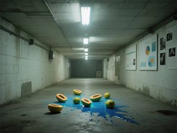 地下通道中的破碎西瓜