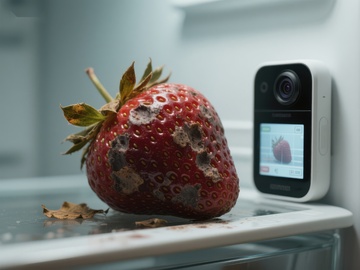 冰箱中的霉变草莓与智能设备