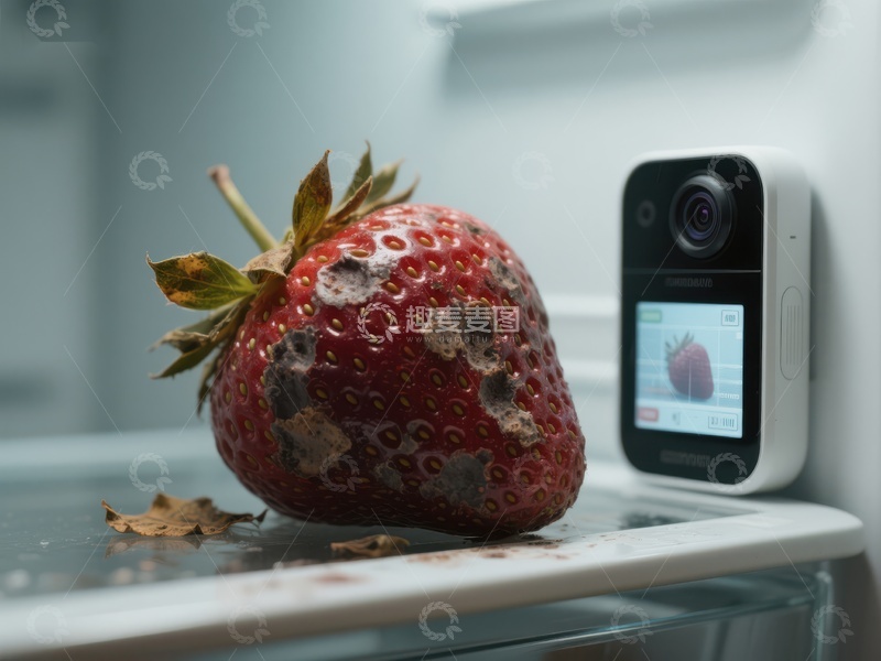 高清大图下载【趣麦麦图】冰箱中的霉变草莓与智能设备