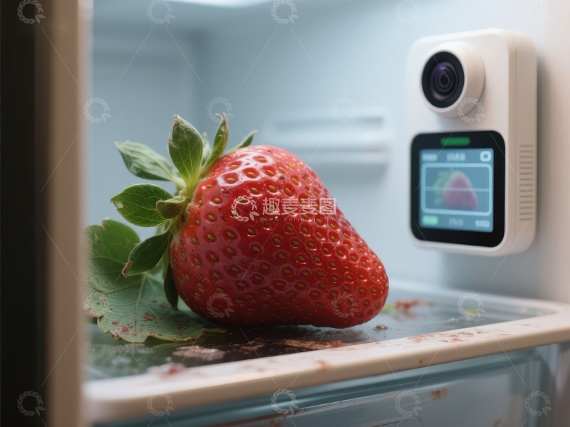 高清大图下载【趣麦麦图】冰箱内的草莓与监控摄像头