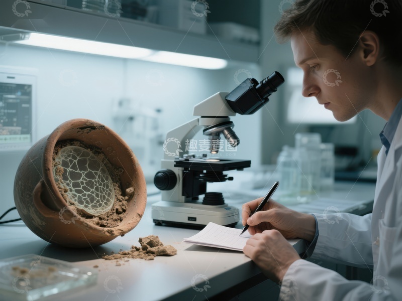 高清大图下载【趣麦麦图】科学家在实验室研究古老陶器