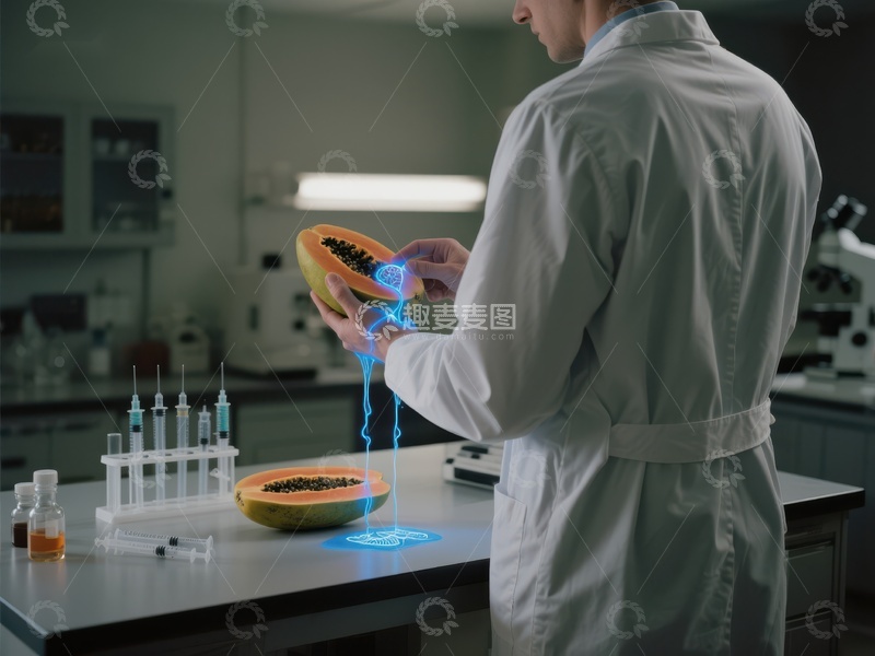 高清大图下载【趣麦麦图】科学家在实验室分析水果