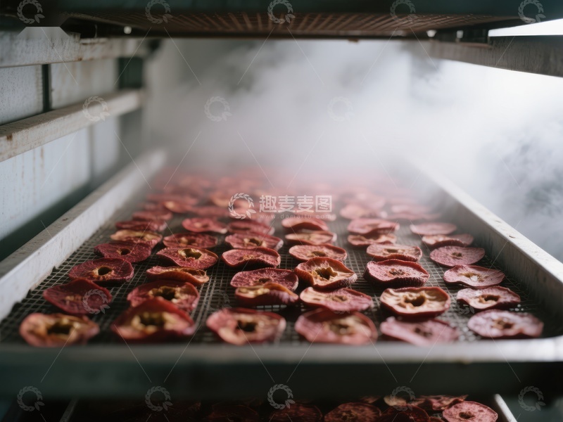 高清大图下载【趣麦麦图】苹果片在烘干机中脱水