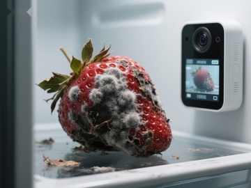 冰箱中的霉变草莓被监控记录