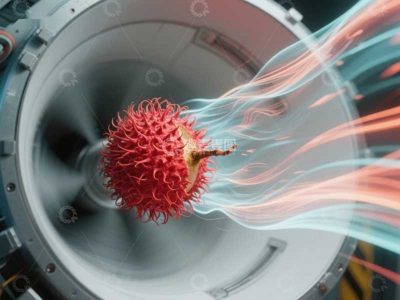 高清大图下载【趣麦麦图】红毛丹与科技涡轮的奇幻融合