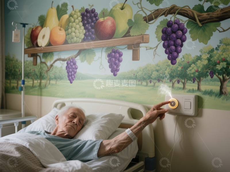 高清大图下载【趣麦麦图】病床上的老人点燃香烟