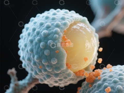 细胞吞噬过程的显微图像