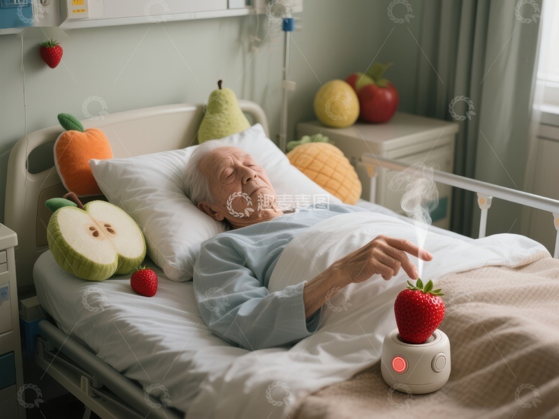 高清大图下载【趣麦麦图】病床上的老人与水果装饰