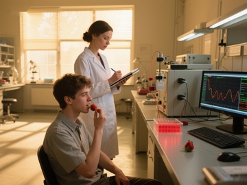 实验室中进行科学实验的两人