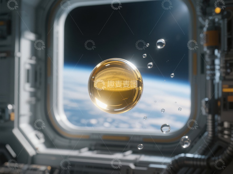 高清大图下载【趣麦麦图】太空舱内悬浮的水滴与地球