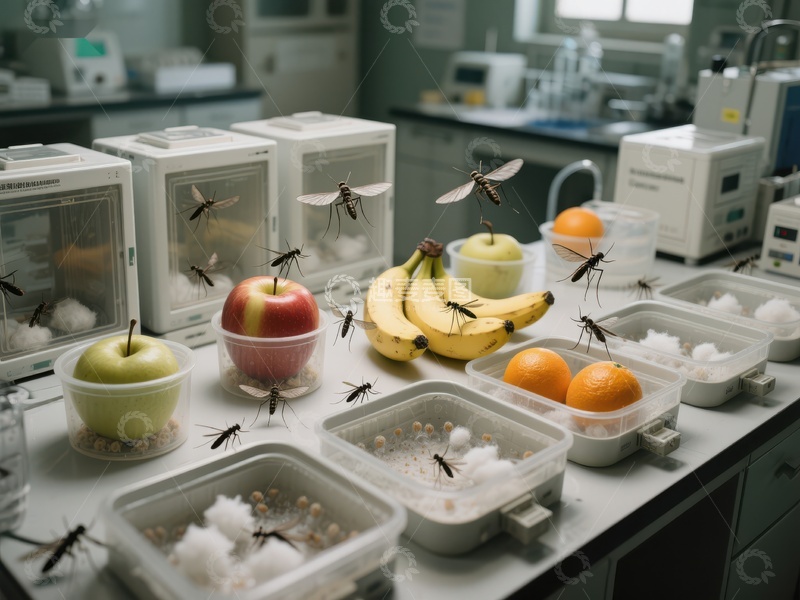 高清大图下载【趣麦麦图】实验室中的昆虫与水果实验场景