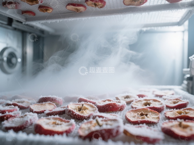 高清大图下载【趣麦麦图】苹果片在冷冻干燥机中处理