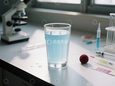 实验室中的蓝色液体测试