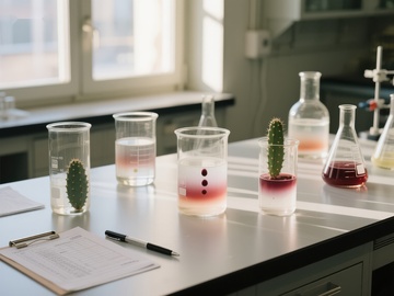 实验室中的植物与化学溶液实验