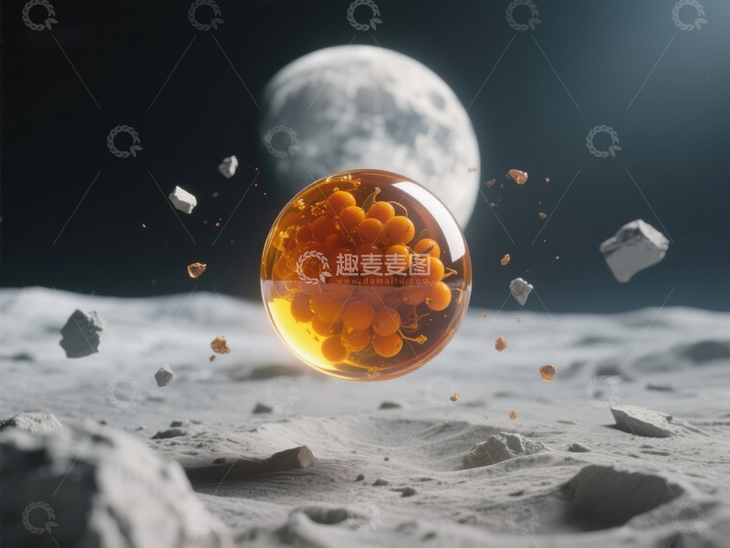 高清大图下载【趣麦麦图】月球表面的神秘悬浮橙色球体