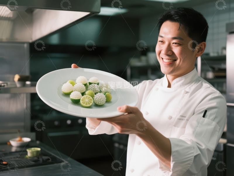 高清大图下载【趣麦麦图】厨师展示精致甜点