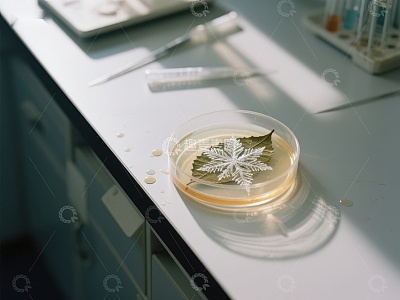 实验室中的叶片与雪花晶体研究