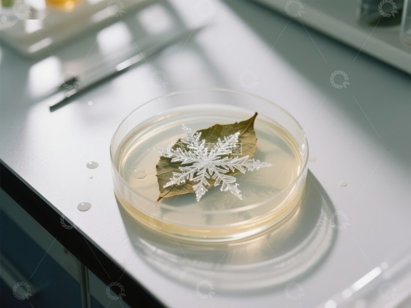 高清大图下载【趣麦麦图】实验室中的雪花与叶片样本