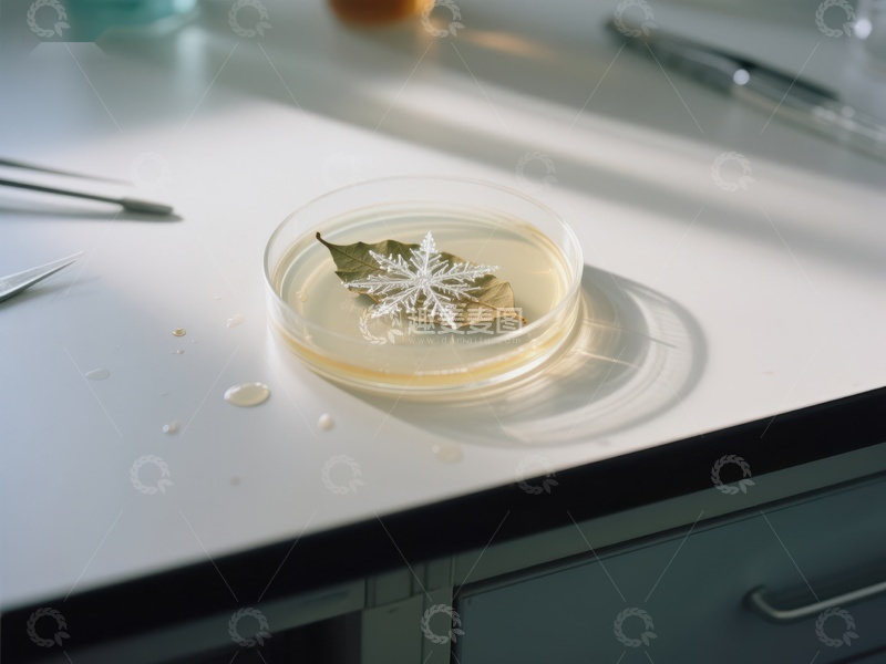 高清大图下载【趣麦麦图】实验室中的叶子与雪花晶体