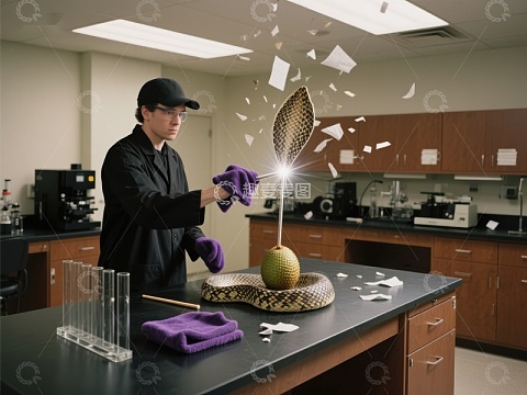 实验室中清洁与神秘物体的互动