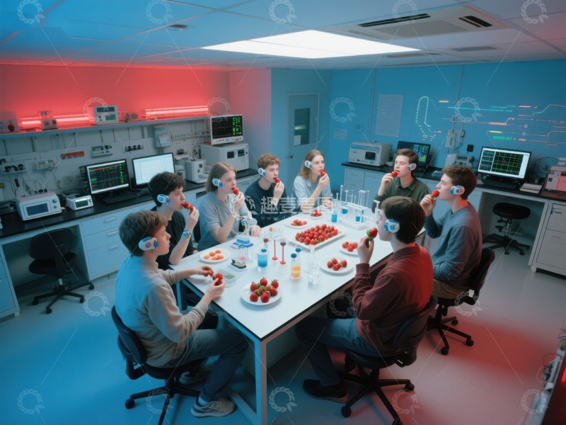 高清大图下载【趣麦麦图】实验室中团队共享水果与交流
