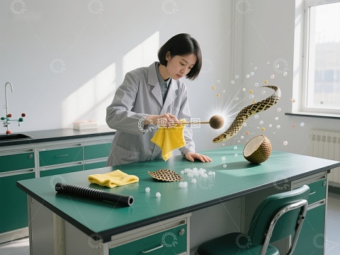 实验室中进行静电实验的女性