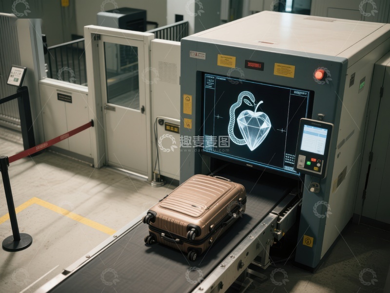 高清大图下载【趣麦麦图】行李安检机扫描苹果形状钻石