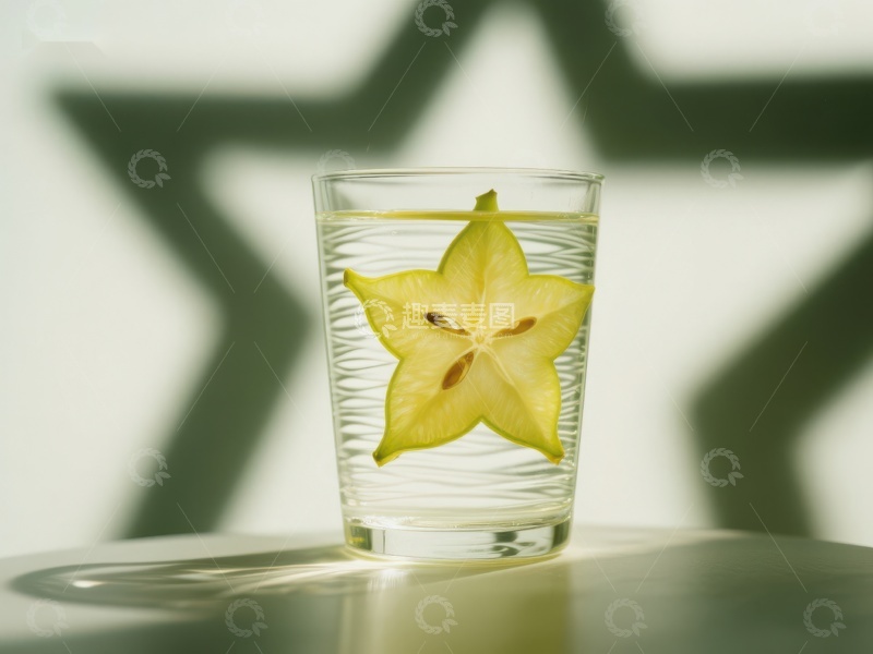高清大图下载【趣麦麦图】星形水果切片置于透明玻璃杯中